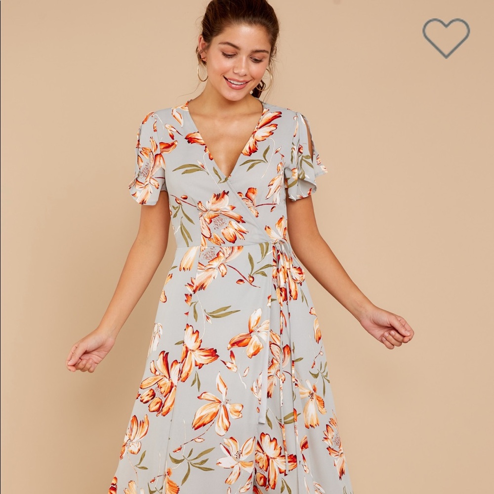 Light green floral wrap-dress from Red Dress